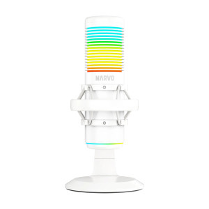 MICRÓFONO GAMING MARVO MIC-07 OMNIDIRECCIONAL BLANCO CON ILUMINACIÓN