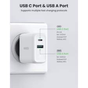 Cargador Ugreen De Pared 38w Usb + Usb-c Blanco
