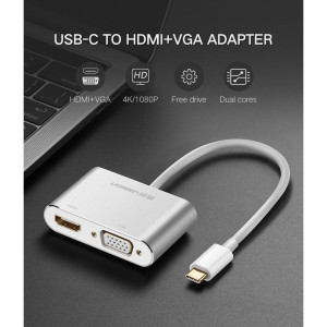 Adaptador Ugreen USB-C a Hdmi + Vga Blanco