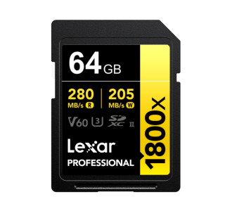Memoria SDXC Lexar Pro 1800X 64GB UHS-II Gold Series