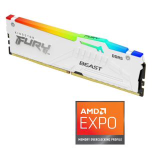 MEMORIA KINGSTON FURY BEAST EXPO AMD WHITE 16GB RGB DDR5 6000 MTS (KF560C30BWEA-16)