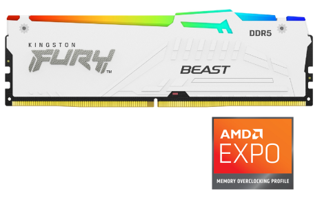 MEMORIA KINGSTON FURY BEAST EXPO AMD RGB WHITE 32GB DDR5 6000 MTS (KF560C30BWEA-32)