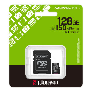 TARJETA DE MEMORIA MICRO SD KINGSTON CANVAS SELECT PLUS 128GB (SDCS3/128GB)