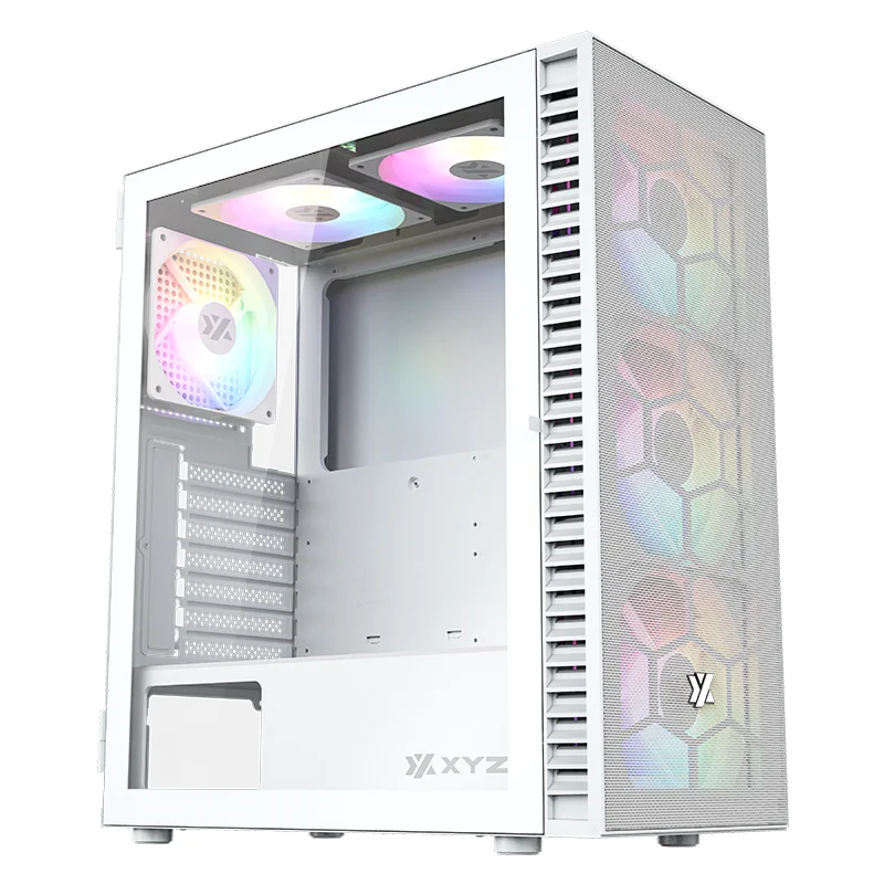 GABINETE GAMER XYZ AIRONE 100 MESH C/5 VENTILADORES - WHITE