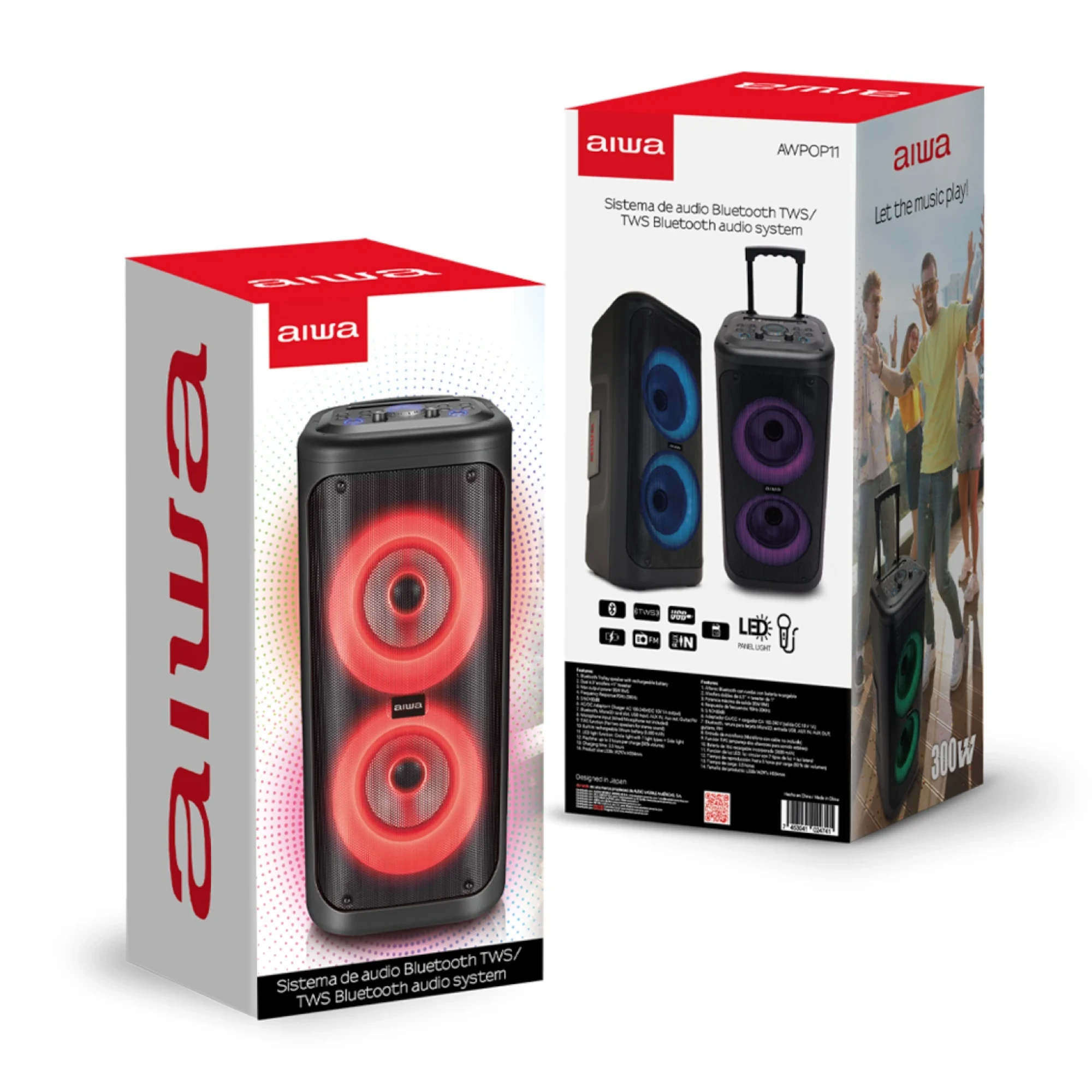 Parlante Bt Aiwa Awpop11 Tws 800w Tws Led