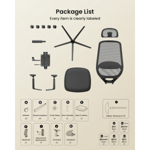 Silla de Escritorio Ergonómica Ajustable 360°/130° ProtoArc Ec200