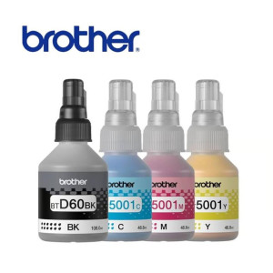 BROTHER KIT DE TINTAS ORIGINALES D60BK + 5001 CYAN MAGENTA AMARILLO PACK X4