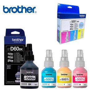 BROTHER KIT DE TINTAS ORIGINALES D60BK + 5001 CYAN MAGENTA AMARILLO PACK X4