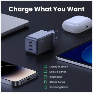 Ugreen Cargador Rápido Gan Nexode 65w 3 Puertos