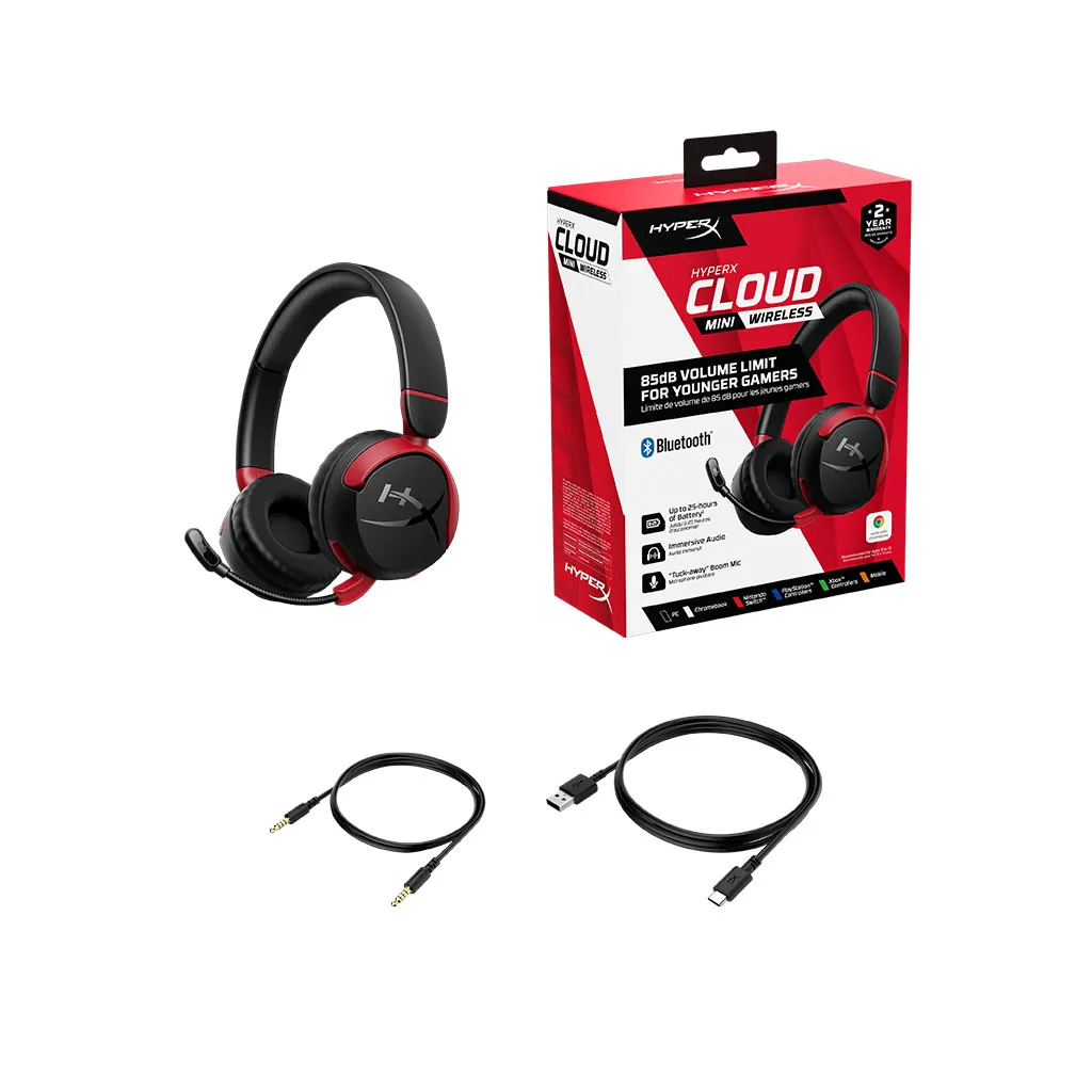 AURICULARES HYPERX CLOUD MINI KIDS INALAMBRICO (7G8F1AA) - BLACK 