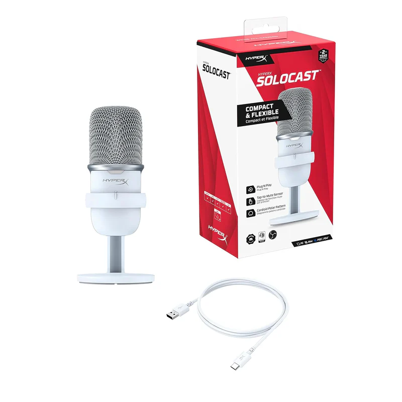 MICROFONO GAMING HYPERX SOLOCAST WHITE (519T2AA)