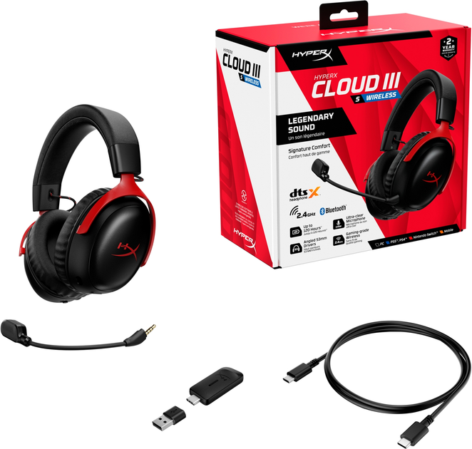 AURICULARES HYPERX CLOUD III S INALAMBRICO (A59Z0AA) - BK/RD