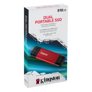  SSD EXTERNO DUAL PORTABLE KINGSTON 512GB – RD/BK  (SPSD/512GB)