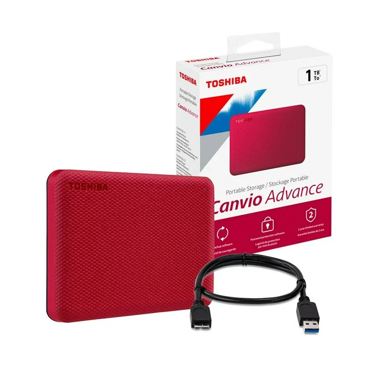 DISCO DURO EXTERNO TOSHIBA CANVIO ADVANCE 1TB RED - PORTABLE (HDTCA10XR3AA)