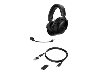 HyperX Cloud III - Auricular - tamaño completo - 2,4 GHz - inalámbrico - negro