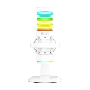 MICRÓFONO GAMING MARVO MIC-07 OMNIDIRECCIONAL BLANCO CON ILUMINACIÓN