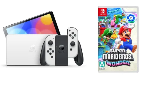 NINTENDO SWITCH OLED + JUEGO SUPER MARIO BROS. WONDER BUNDLE - WHITE 