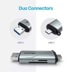 Lector de Memoria SD Unitek 2 en 1 Dual USB