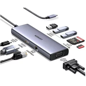 Hub Ugreen 4k Tipoc Usb 9 en 1/hdmi/vga/rj45/sd/pd