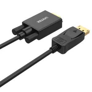 CABLE UNITEK DISPLAYPORT A VGA (Y-5118F) BLACK – 1.8MTS