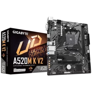 Gigabyte A520M K V2 - 1.0 - placa base - micro ATX - Socket AM4 - AMD A520 Chipset - USB 3.2 Gen 1 - Gigabit LAN - Tarjeta gráfica (CPU necesaria) - HD Audio (8-canales)