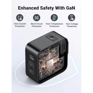 Cargador De Pared Ugreen 65w Usb + Usb-c x 2 Negro
