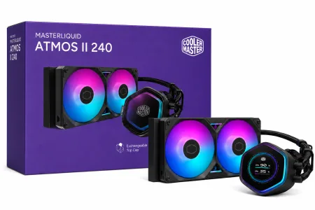 WATER COOLING - ENFRIAMIENTO LIQUIDO COOLER MASTER MASTERLIQUID ATMOS II LCD 240 ARGB - BLACK
