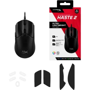 MOUSE GAMING HYPERX PULSEFIRE HASTE 2 BLACK - CABLEADO
