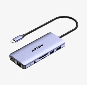 HUB HIKSEMI TIPO C HS-HUB-DS11 (HDMI/VGA/SD/MICRO SD/USB 3.0/USB 2.0/RJ45)