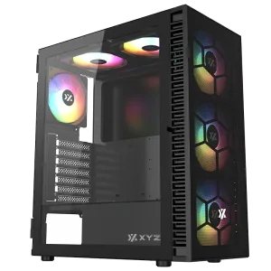 GABINETE GAMER XYZ  AIRONE 100 MESH C/6 VENTILADORES - BLACK 