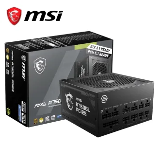 FUENTE MSI MAG A750GL PCIE5 750W 80 PLUS GOLD MODULAR