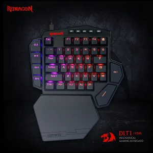 TECLADO GAMING REDRAGON DITI K585 ONE-HANDED MECANICO RGB - BLACK