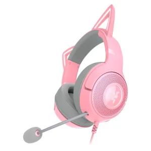 AURICULARES GAMING RAZER KRAKEN KITTY V2 USB CABLEADO – QUARTZ PINK 