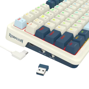 TECLADO GAMING MECANICO REDRAGON EISA K686 WB RGB 98% TRIPLE CONEXION  - WHITE/BLUE