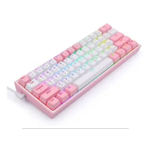 TECLADO GAMING MECANICO REDRAGON FIZZ PRO K616 RGB 60% TRIPLE CONEXION - WHITE/PINK