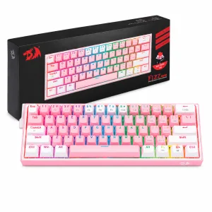 TECLADO GAMING MECANICO REDRAGON FIZZ PRO K616 RGB 60% TRIPLE CONEXION - PINK/WHITE