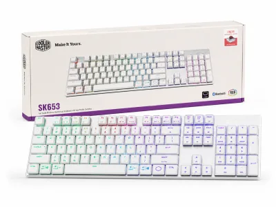 TECLADO MECANICO COOLER MASTER SK653 RGB INALAMBRICO LOW PROFILE - SILVER/WHITE