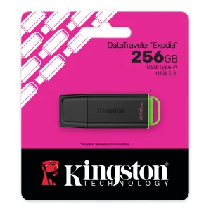 PENDRIVE KINGSTON DATATRAVELER EXODIA G2 256GB USB 3.2 - BLACK/LIME GREEN