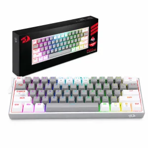 TECLADO GAMING MECANICO REDRAGON FIZZ PRO K616 RGB 60% TRIPLE CONEXION - WHITE GREY