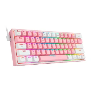 TECLADO GAMING MECANICO REDRAGON FIZZ PRO K616 RGB 60% TRIPLE CONEXION - PINK/WHITE