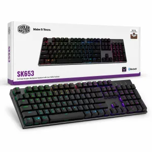 TECLADO MECANICO COOLER MASTER SK653 RGB INALAMBRICO LOW PROFILE - BLACK