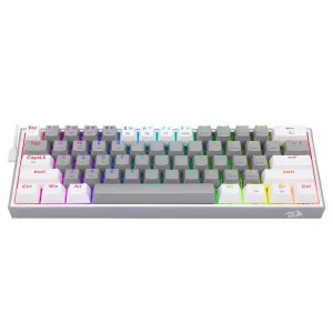 TECLADO GAMING MECANICO REDRAGON FIZZ PRO K616 RGB 60% TRIPLE CONEXION - WHITE GREY