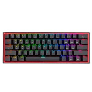 TECLADO GAMING MECANICO REDRAGON FIZZ PRO K616 RGB 60% TRIPLE CONEXION - BLACK/RED 
