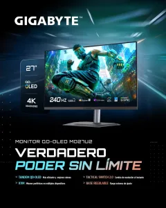 MONITOR 27 GAMING GIGABYTE MO27U2 27 UHD 4K QD-OLED 240HZ 